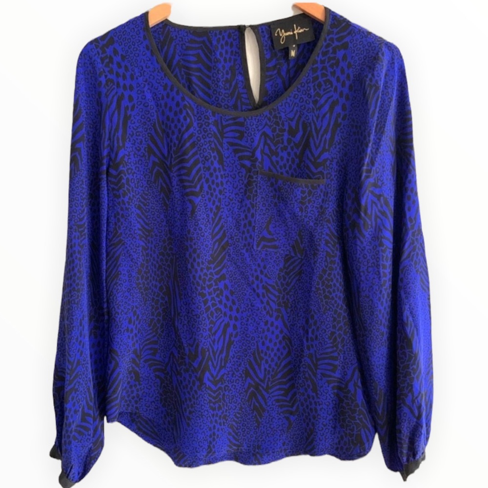 Yumi Kim Carly Silk Graphic Print Blouse Medium